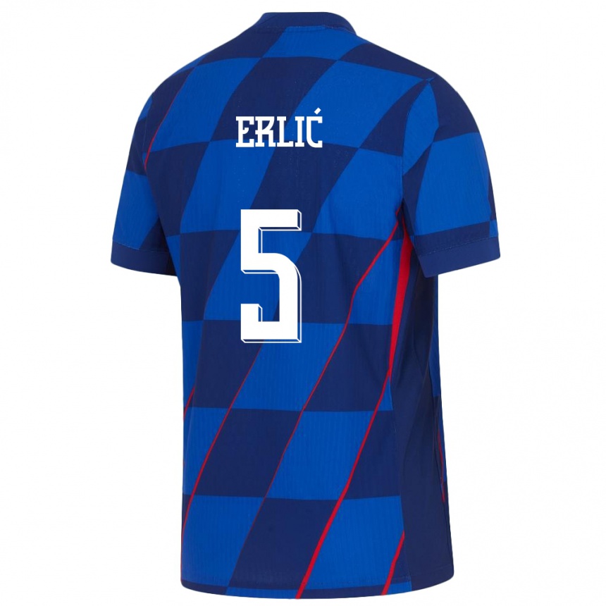 Niño Fútbol Camiseta Croacia Martin Erlic #5 Azul 2ª Equipación 24-26 Perú