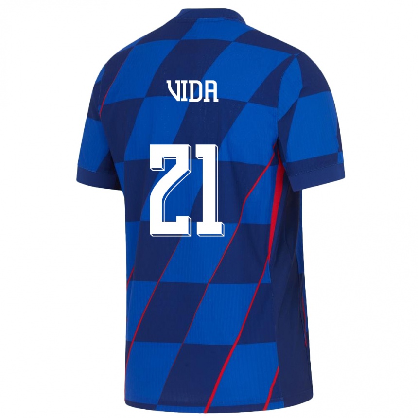 Niño Fútbol Camiseta Croacia Domagoj Vida #21 Azul 2ª Equipación 24-26 Perú