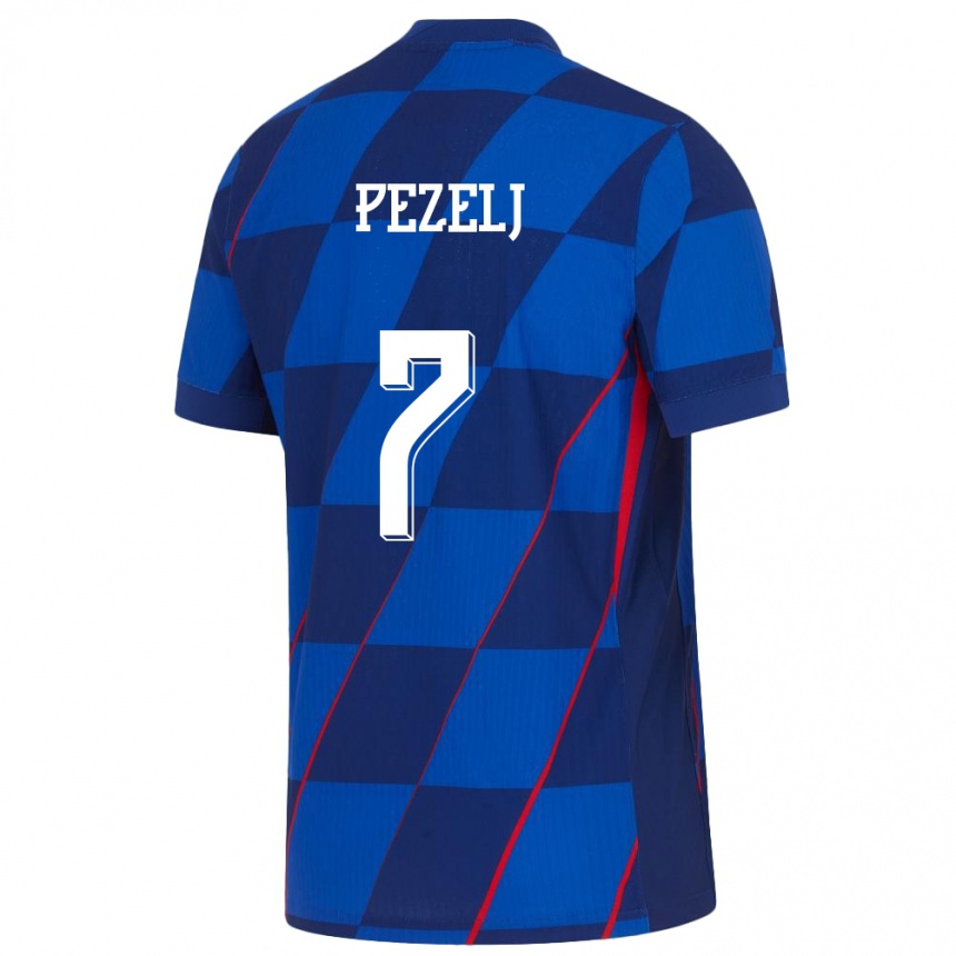 Niño Fútbol Camiseta Croacia Petra Pezelj #7 Azul 2ª Equipación 24-26 Perú