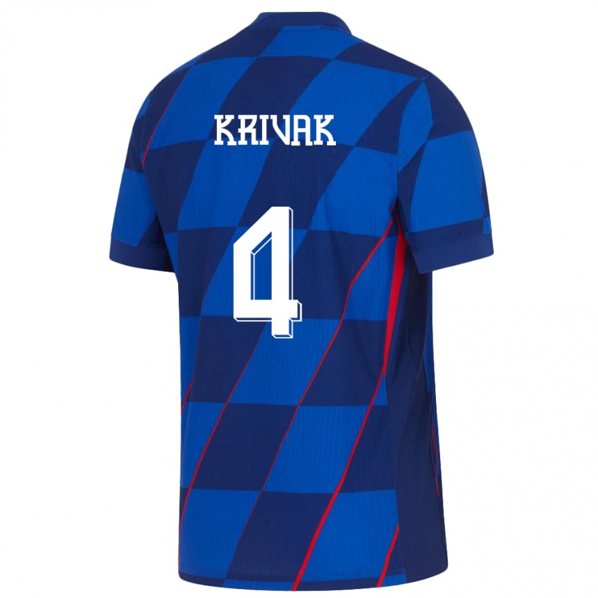 Niño Fútbol Camiseta Croacia Fabijan Krivak #4 Azul 2ª Equipación 24-26 Perú