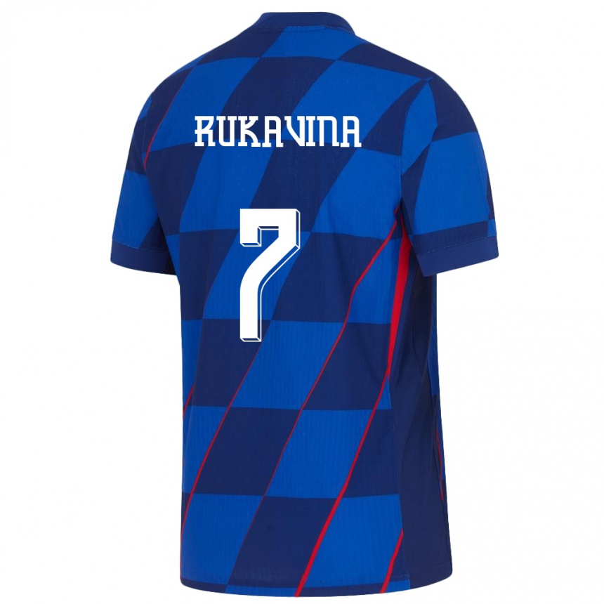 Niño Fútbol Camiseta Croacia Gabriel Rukavina #7 Azul 2ª Equipación 24-26 Perú