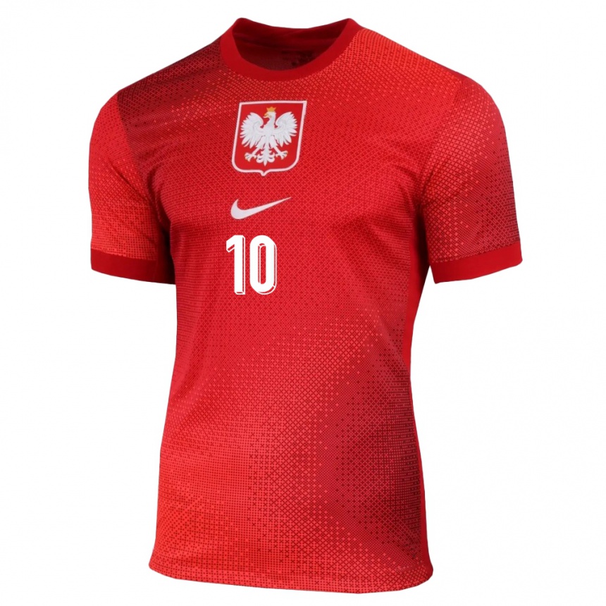 Niño Fútbol Camiseta Polonia Mateusz Skoczylas #10 Rojo 2ª Equipación 24-26 Perú