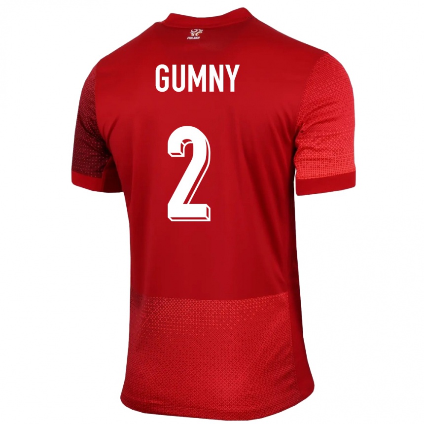 Niño Fútbol Camiseta Polonia Robert Gumny #2 Rojo 2ª Equipación 24-26 Perú