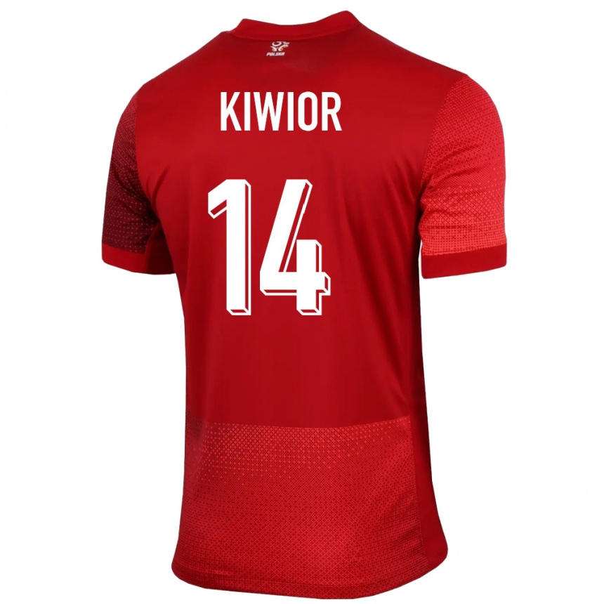 Niño Fútbol Camiseta Polonia Jakub Kiwior #14 Rojo 2ª Equipación 24-26 Perú