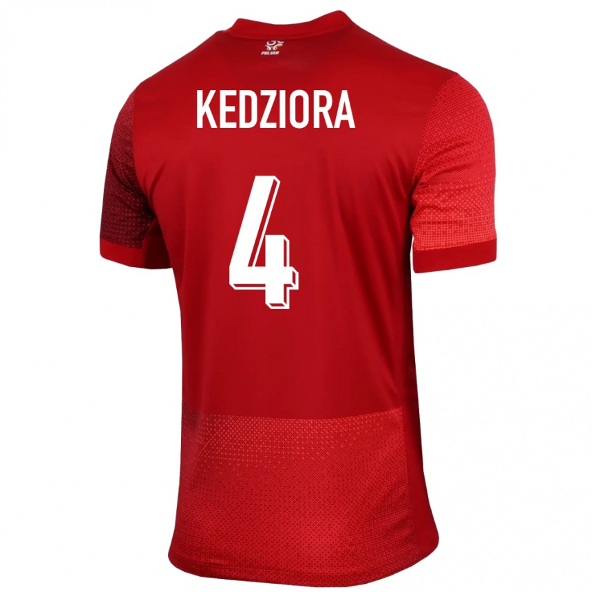 Niño Fútbol Camiseta Polonia Tomasz Kedziora #4 Rojo 2ª Equipación 24-26 Perú