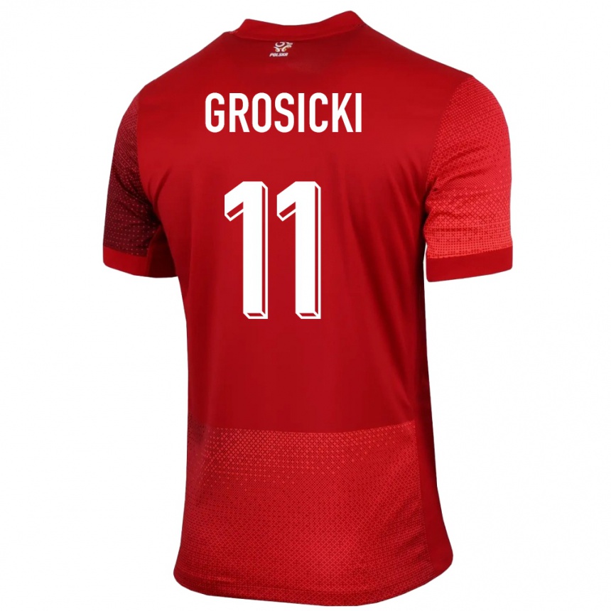 Niño Fútbol Camiseta Polonia Kamil Grosicki #11 Rojo 2ª Equipación 24-26 Perú