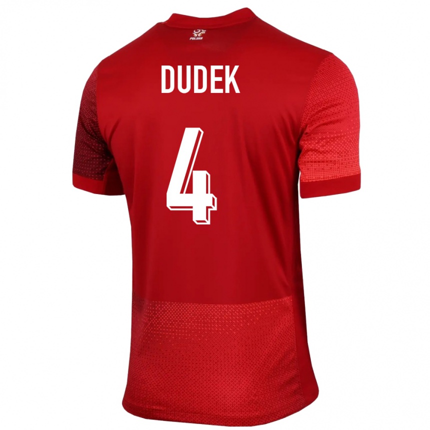 Niño Fútbol Camiseta Polonia Paulina Dudek #4 Rojo 2ª Equipación 24-26 Perú