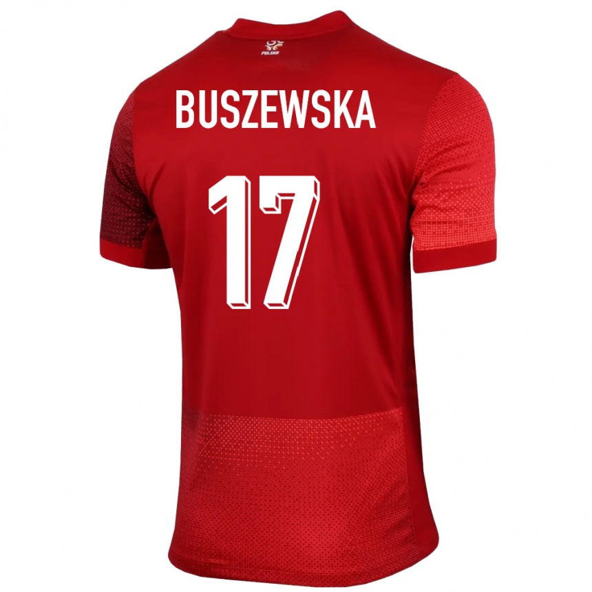 Niño Fútbol Camiseta Polonia Zofia Buszewska #17 Rojo 2ª Equipación 24-26 Perú