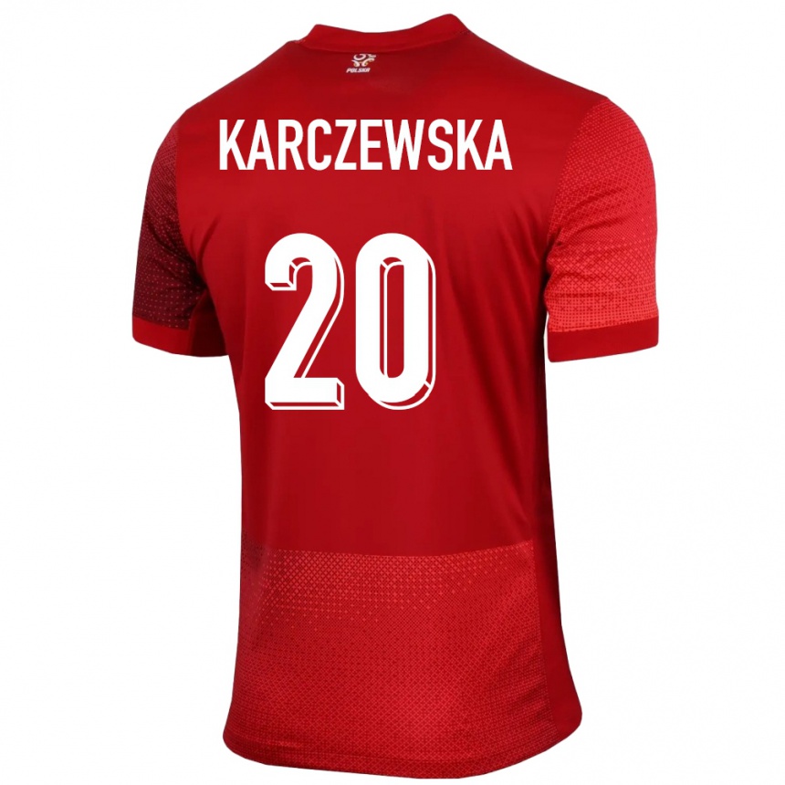 Niño Fútbol Camiseta Polonia Nikola Karczewska #20 Rojo 2ª Equipación 24-26 Perú