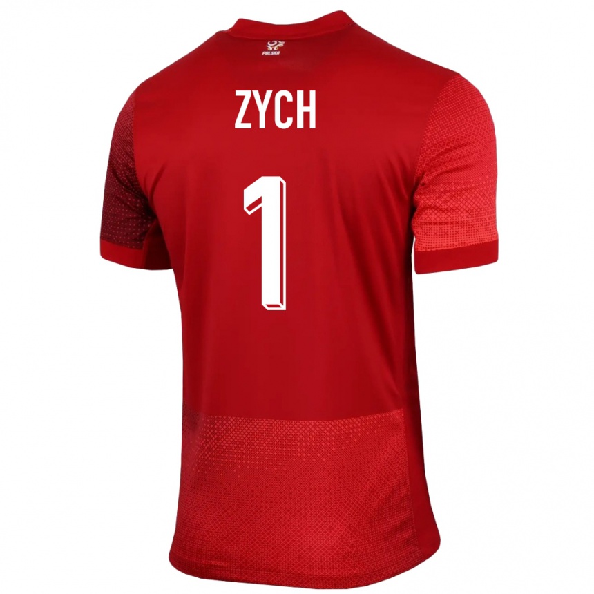 Niño Fútbol Camiseta Polonia Oliwier Zych #1 Rojo 2ª Equipación 24-26 Perú