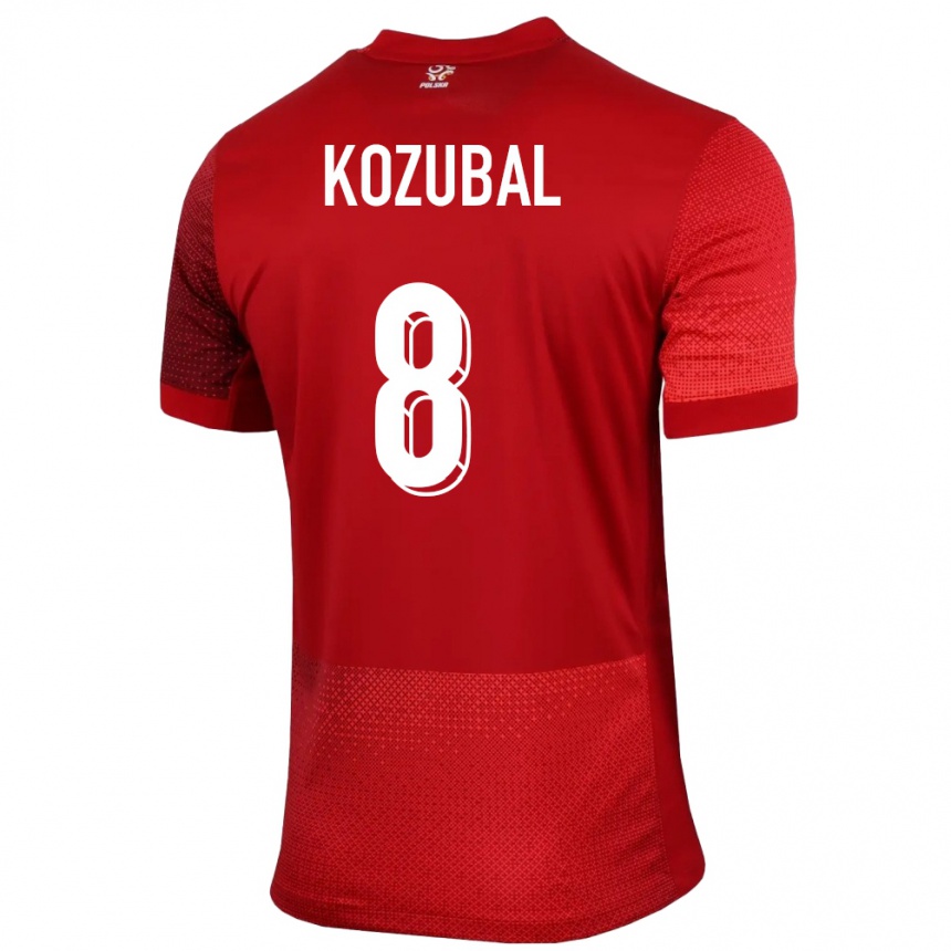 Niño Fútbol Camiseta Polonia Antoni Kozubal #8 Rojo 2ª Equipación 24-26 Perú