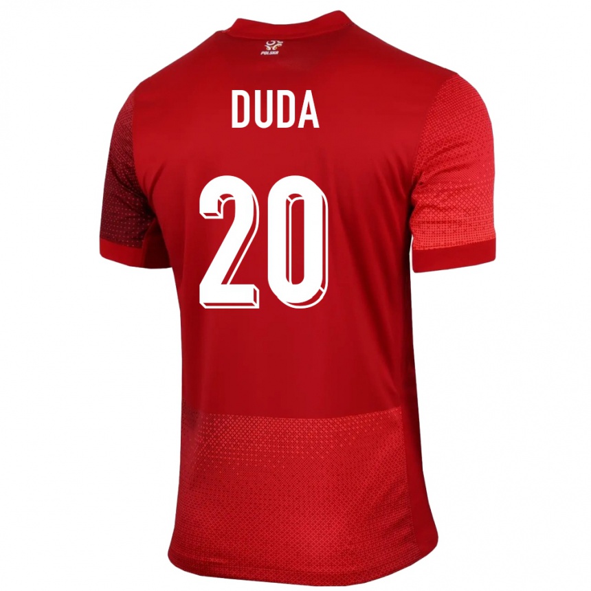 Niño Fútbol Camiseta Polonia Kacper Duda #20 Rojo 2ª Equipación 24-26 Perú