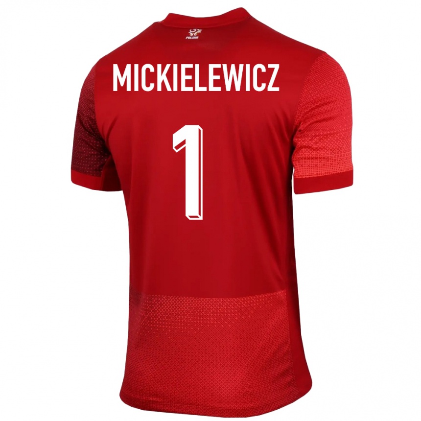 Niño Fútbol Camiseta Polonia Aleksander Mickielewicz #1 Rojo 2ª Equipación 24-26 Perú