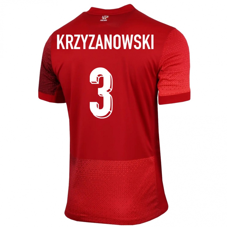 Niño Fútbol Camiseta Polonia Jakub Krzyzanowski #3 Rojo 2ª Equipación 24-26 Perú