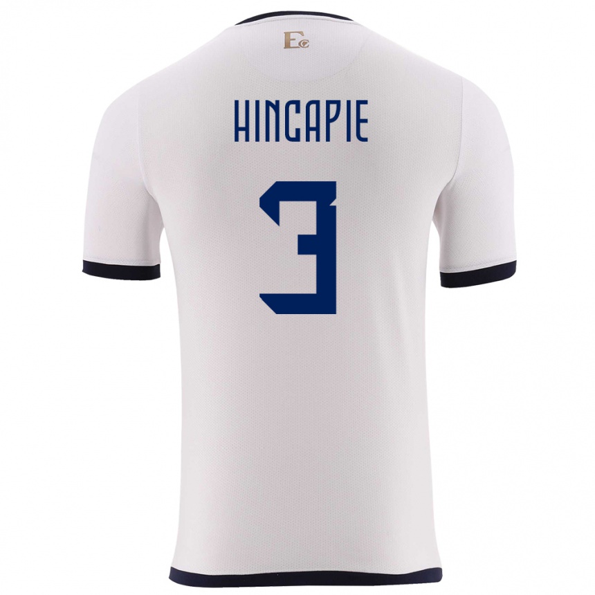 Niño Fútbol Camiseta Ecuador Piero Hincapie #3 Blanco 2ª Equipación 24-26 Perú