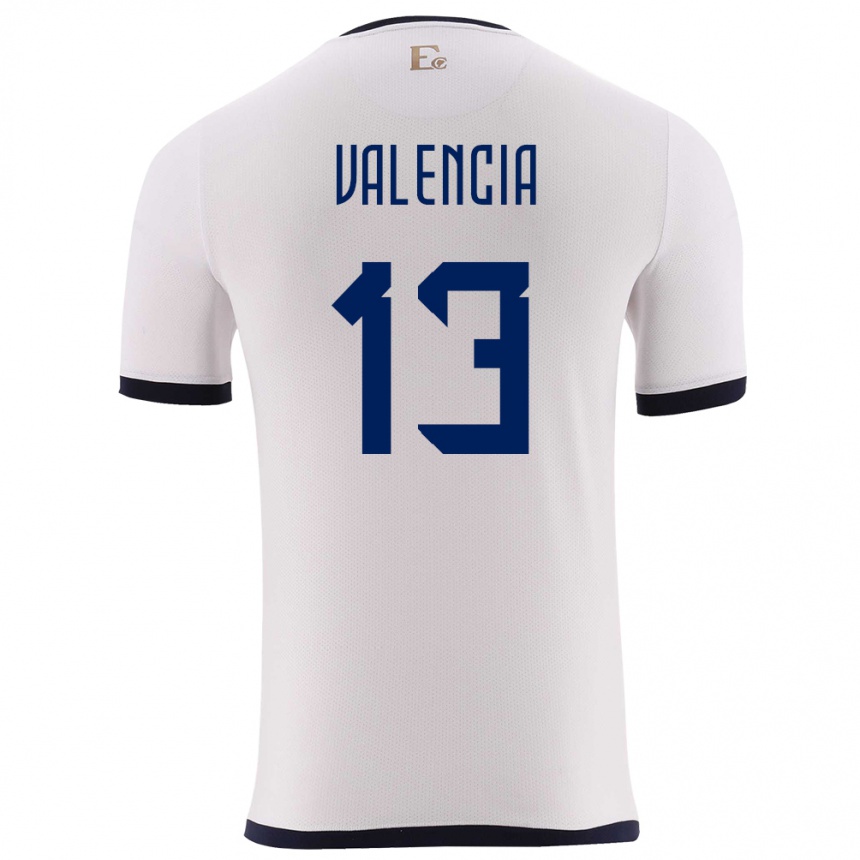 Niño Fútbol Camiseta Ecuador Enner Valencia #13 Blanco 2ª Equipación 24-26 Perú