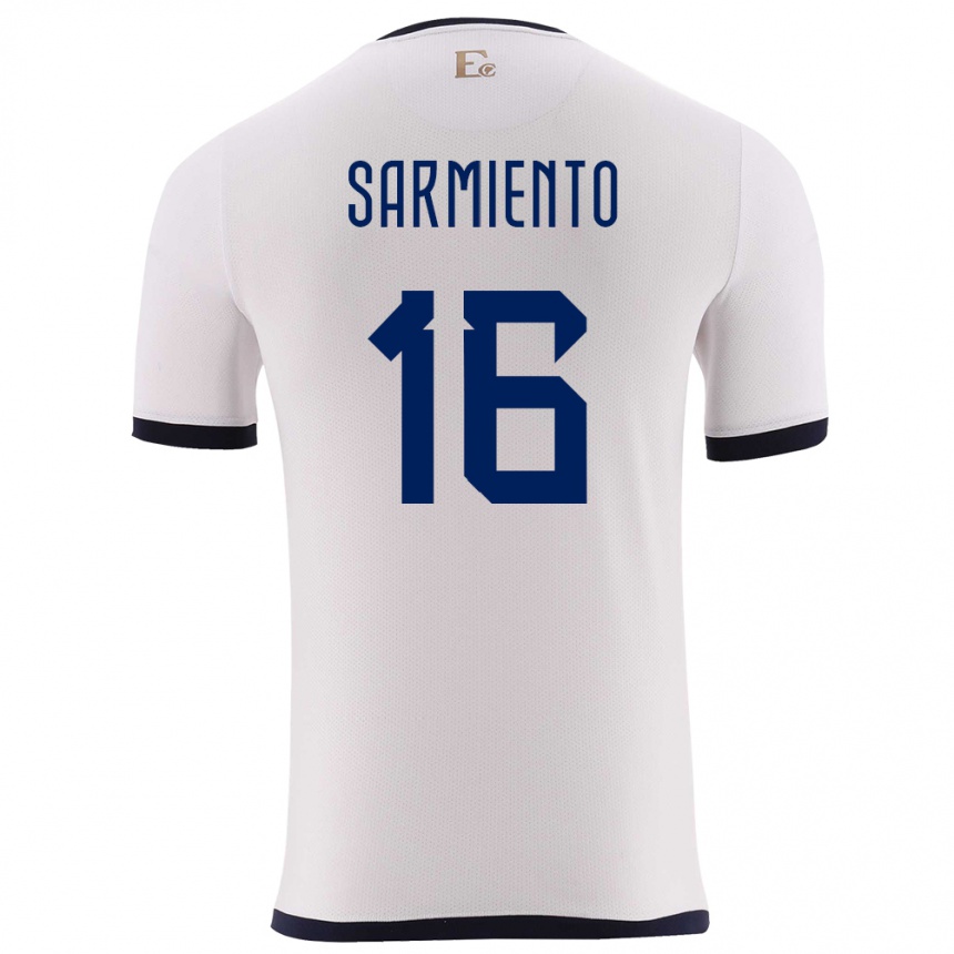 Niño Fútbol Camiseta Ecuador Jeremy Sarmiento #16 Blanco 2ª Equipación 24-26 Perú