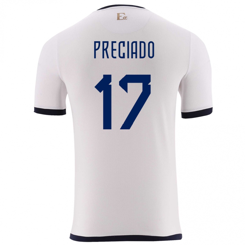 Niño Fútbol Camiseta Ecuador Angelo Preciado #17 Blanco 2ª Equipación 24-26 Perú