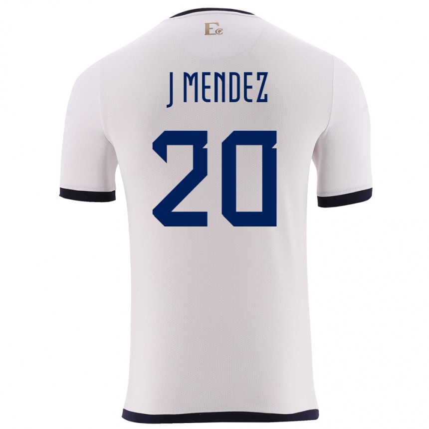 Niño Fútbol Camiseta Ecuador Jhegson Mendez #20 Blanco 2ª Equipación 24-26 Perú