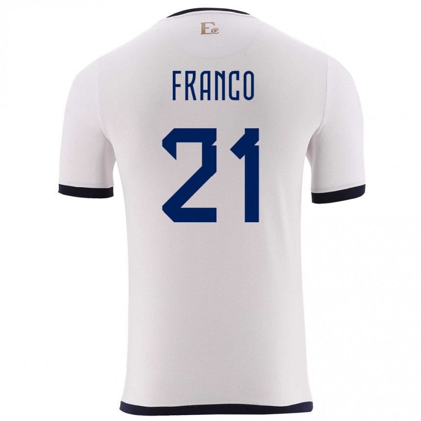 Niño Fútbol Camiseta Ecuador Alan Franco #21 Blanco 2ª Equipación 24-26 Perú