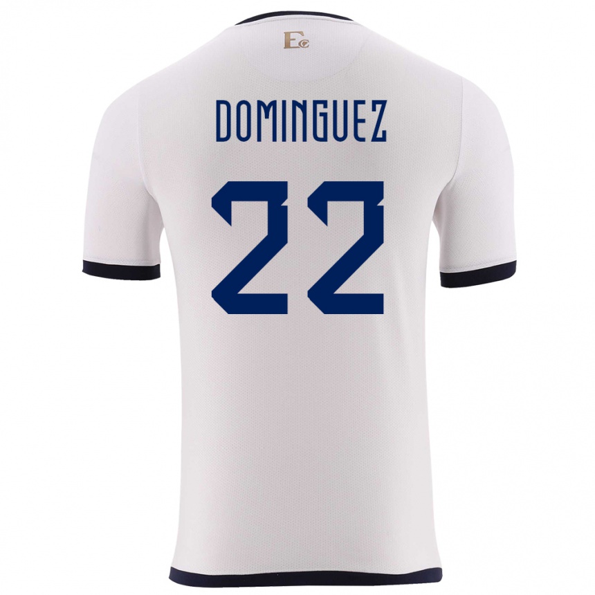 Niño Fútbol Camiseta Ecuador Alexander Dominguez #22 Blanco 2ª Equipación 24-26 Perú