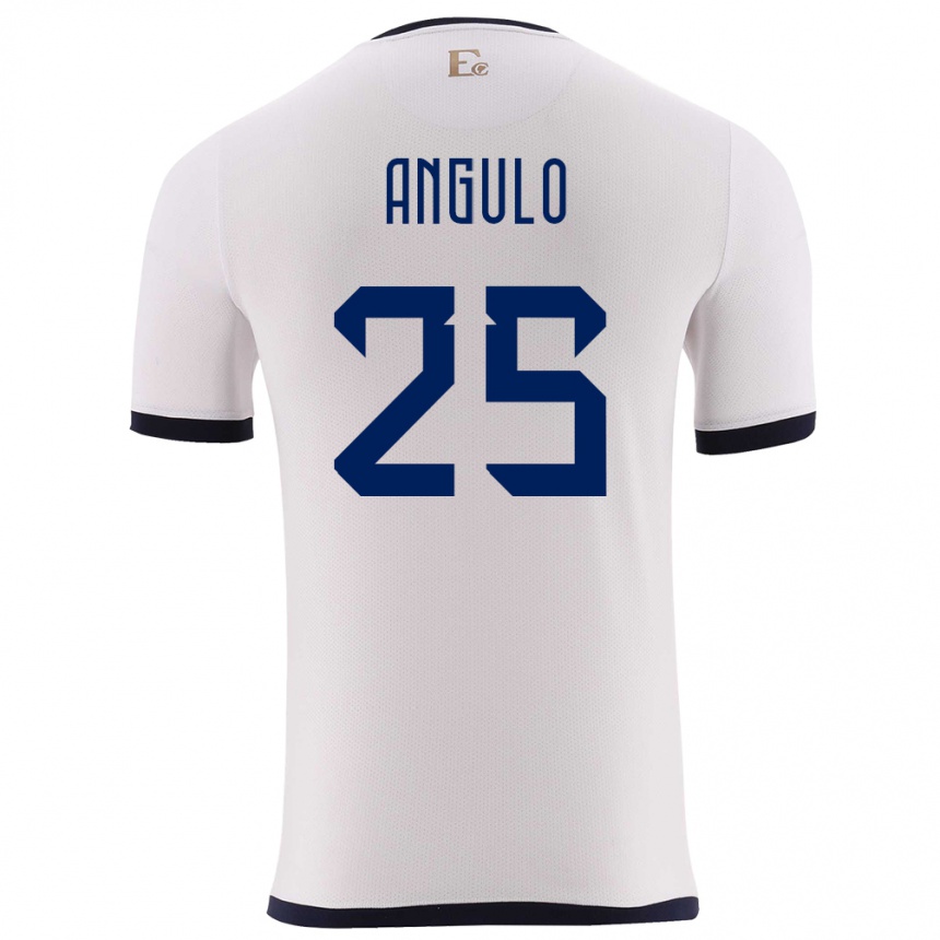 Niño Fútbol Camiseta Ecuador Nilson Angulo #25 Blanco 2ª Equipación 24-26 Perú