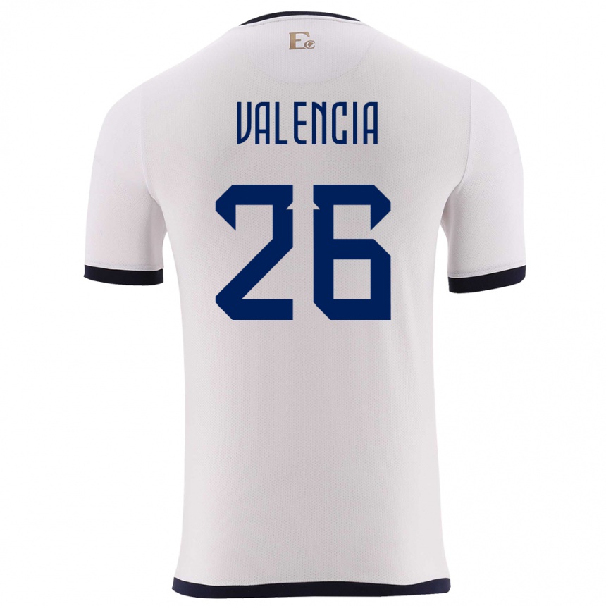 Niño Fútbol Camiseta Ecuador Anthony Valencia #26 Blanco 2ª Equipación 24-26 Perú