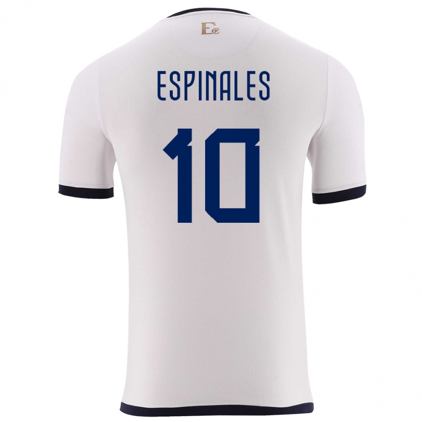 Niño Fútbol Camiseta Ecuador Joselyn Espinales #10 Blanco 2ª Equipación 24-26 Perú