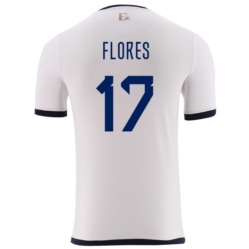 Niño Fútbol Camiseta Ecuador Karen Flores #17 Blanco 2ª Equipación 24-26 Perú