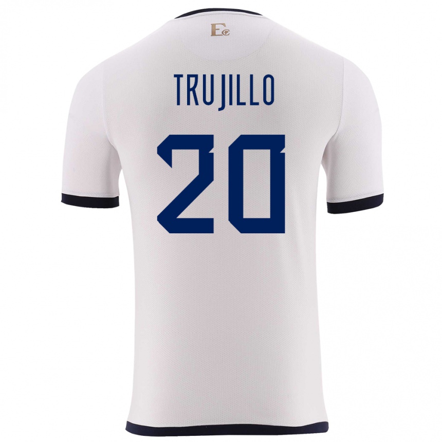 Niño Fútbol Camiseta Ecuador Isabel Trujillo #20 Blanco 2ª Equipación 24-26 Perú