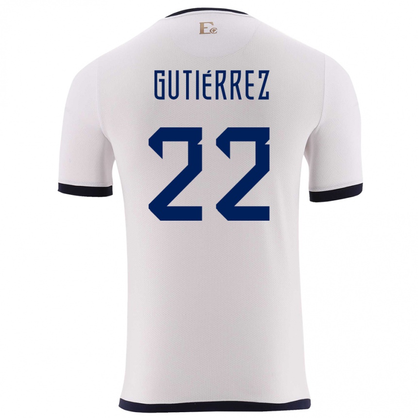 Niño Fútbol Camiseta Ecuador Melanie Gutierrez #22 Blanco 2ª Equipación 24-26 Perú