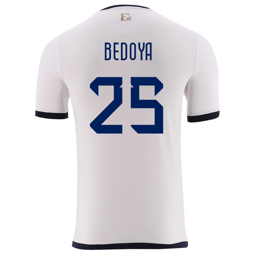 Niño Fútbol Camiseta Ecuador Jaydah Bedoya #25 Blanco 2ª Equipación 24-26 Perú