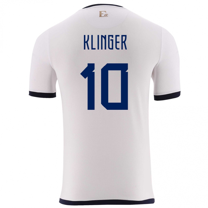 Niño Fútbol Camiseta Ecuador Jose Klinger #10 Blanco 2ª Equipación 24-26 Perú