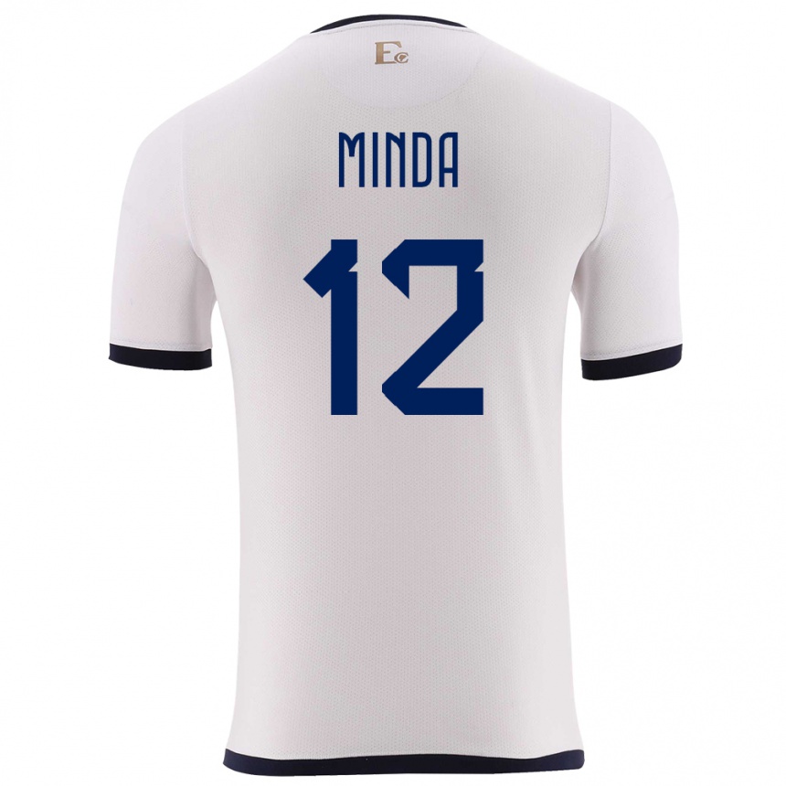 Niño Fútbol Camiseta Ecuador Ethan Minda #12 Blanco 2ª Equipación 24-26 Perú