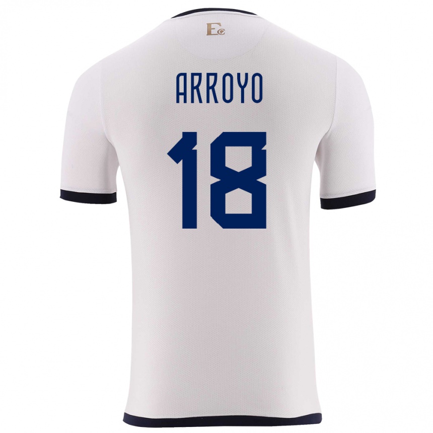 Niño Fútbol Camiseta Ecuador Jean Arroyo #18 Blanco 2ª Equipación 24-26 Perú