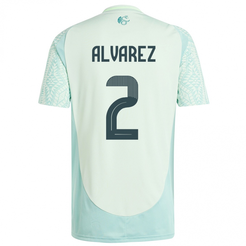 Niño Fútbol Camiseta México Kevin Alvarez #2 Lino Verde 2ª Equipación 24-26 Perú