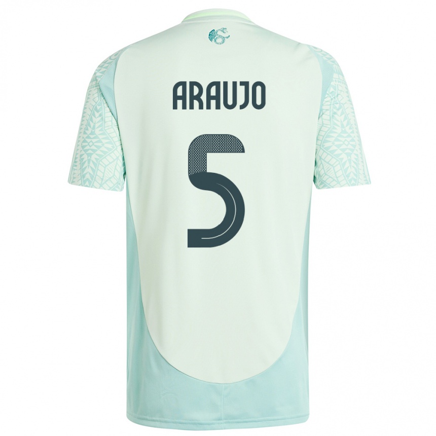 Niño Fútbol Camiseta México Julian Araujo #5 Lino Verde 2ª Equipación 24-26 Perú