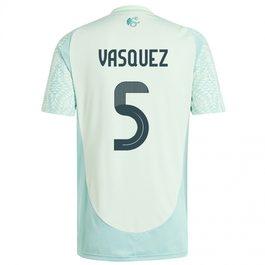 Niño Fútbol Camiseta México Johan Vasquez #5 Lino Verde 2ª Equipación 24-26 Perú