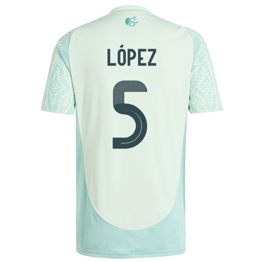 Niño Fútbol Camiseta México Jimena Lopez #5 Lino Verde 2ª Equipación 24-26 Perú