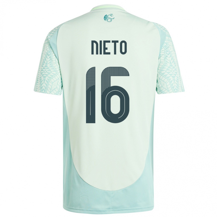 Niño Fútbol Camiseta México Karla Nieto #16 Lino Verde 2ª Equipación 24-26 Perú