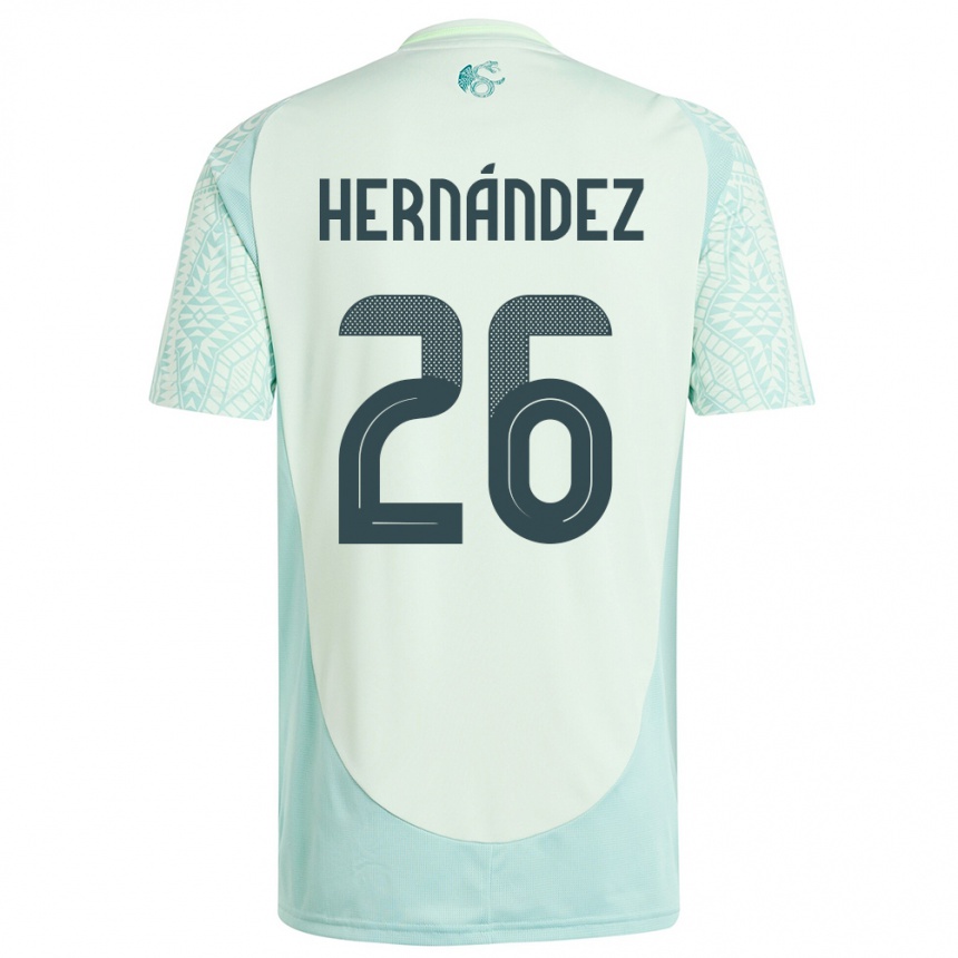 Niño Fútbol Camiseta México Nicolette Hernandez #26 Lino Verde 2ª Equipación 24-26 Perú