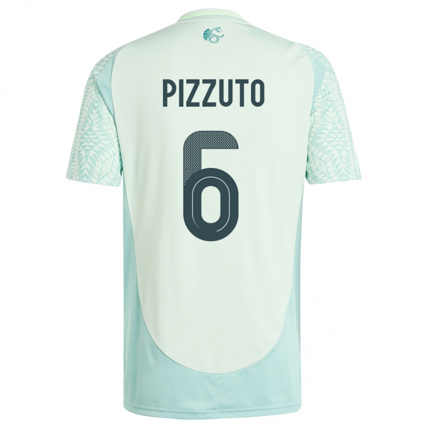 Niño Fútbol Camiseta México Eugenio Pizzuto #6 Lino Verde 2ª Equipación 24-26 Perú