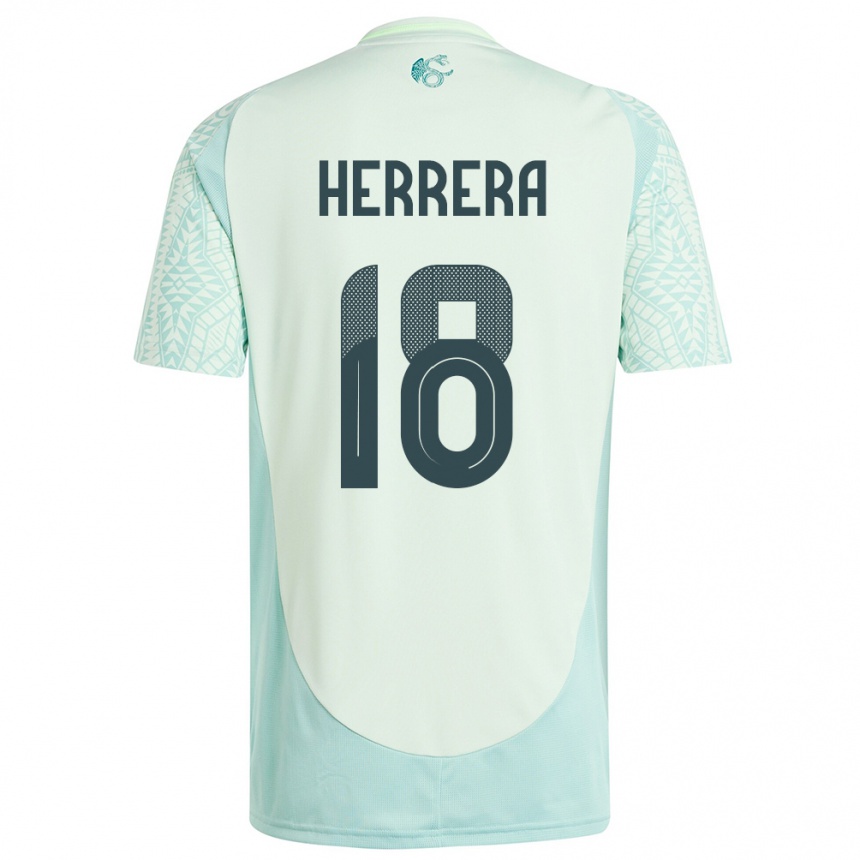 Niño Fútbol Camiseta México Ozziel Herrera #18 Lino Verde 2ª Equipación 24-26 Perú