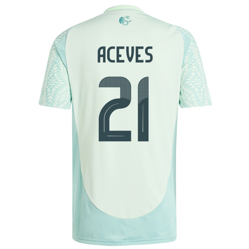 Niño Fútbol Camiseta México Daniel Aceves #21 Lino Verde 2ª Equipación 24-26 Perú