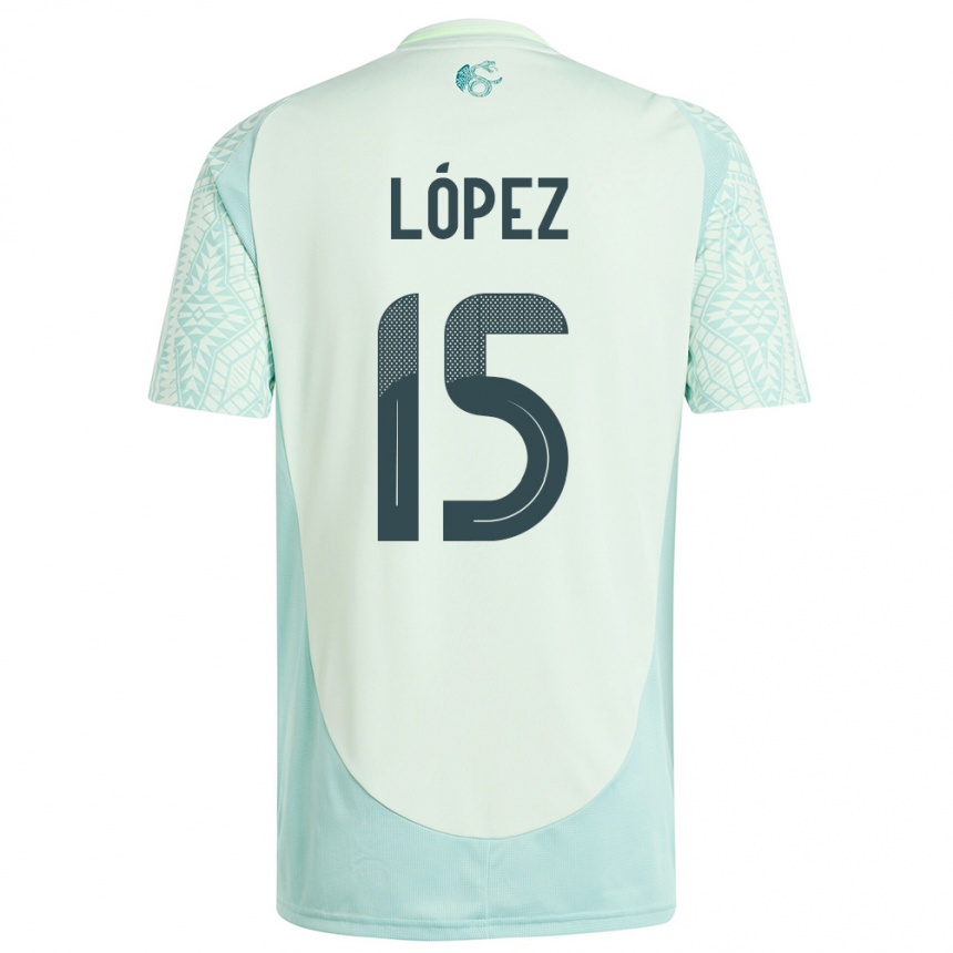 Niño Fútbol Camiseta México Everardo Lopez #15 Lino Verde 2ª Equipación 24-26 Perú