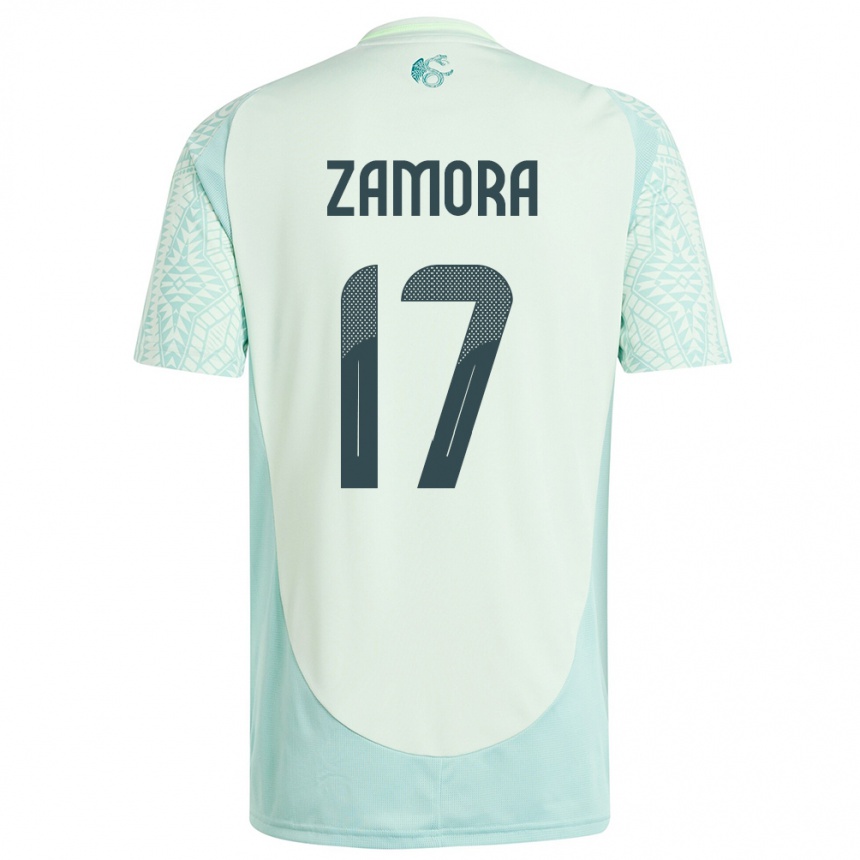 Niño Fútbol Camiseta México Saul Zamora #17 Lino Verde 2ª Equipación 24-26 Perú