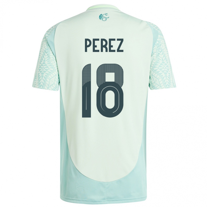 Niño Fútbol Camiseta México Jonathan Perez #18 Lino Verde 2ª Equipación 24-26 Perú