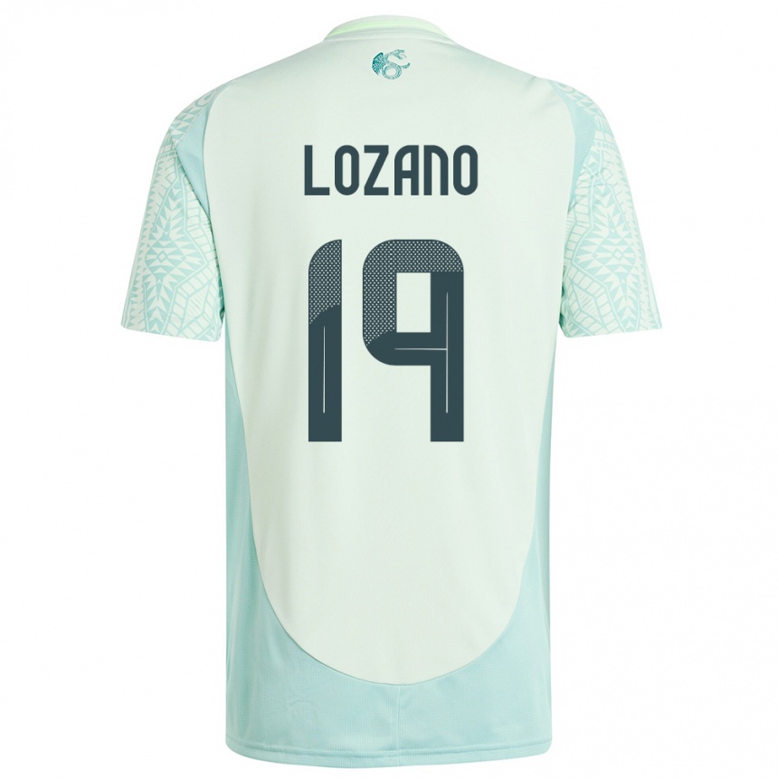 Niño Fútbol Camiseta México Esteban Lozano #19 Lino Verde 2ª Equipación 24-26 Perú