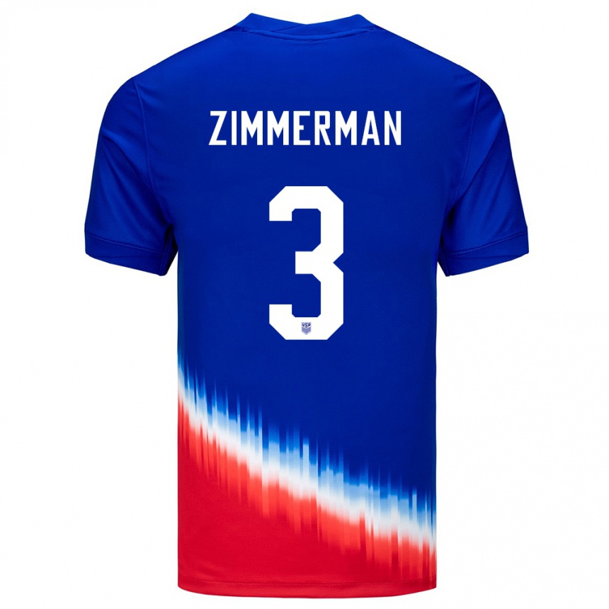 Niño Fútbol Camiseta Estados Unidos Walker Zimmerman #3 Azul 2ª Equipación 24-26 Perú