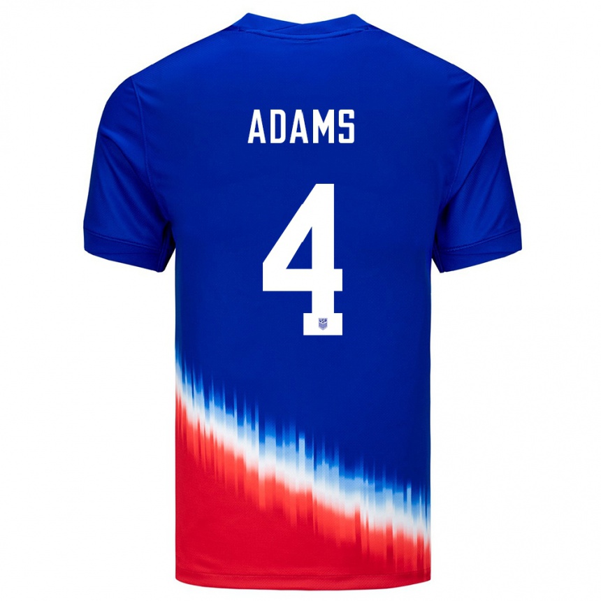 Niño Fútbol Camiseta Estados Unidos Tyler Adams #4 Azul 2ª Equipación 24-26 Perú